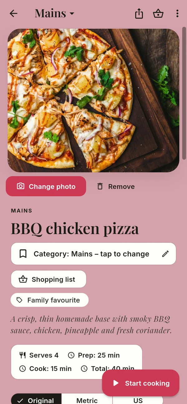 Every recipe, beautifully kept – screenshot of the app